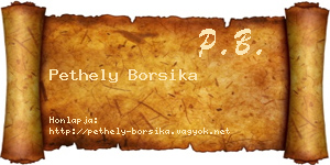 Pethely Borsika névjegykártya